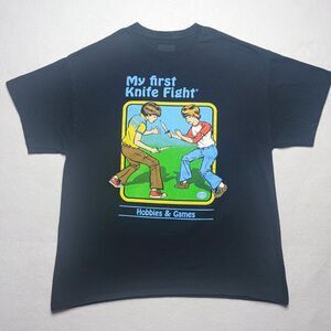 Steven Rhodes My First Knife Fight T-Shirt Men's Size XL Black Short Sleeve